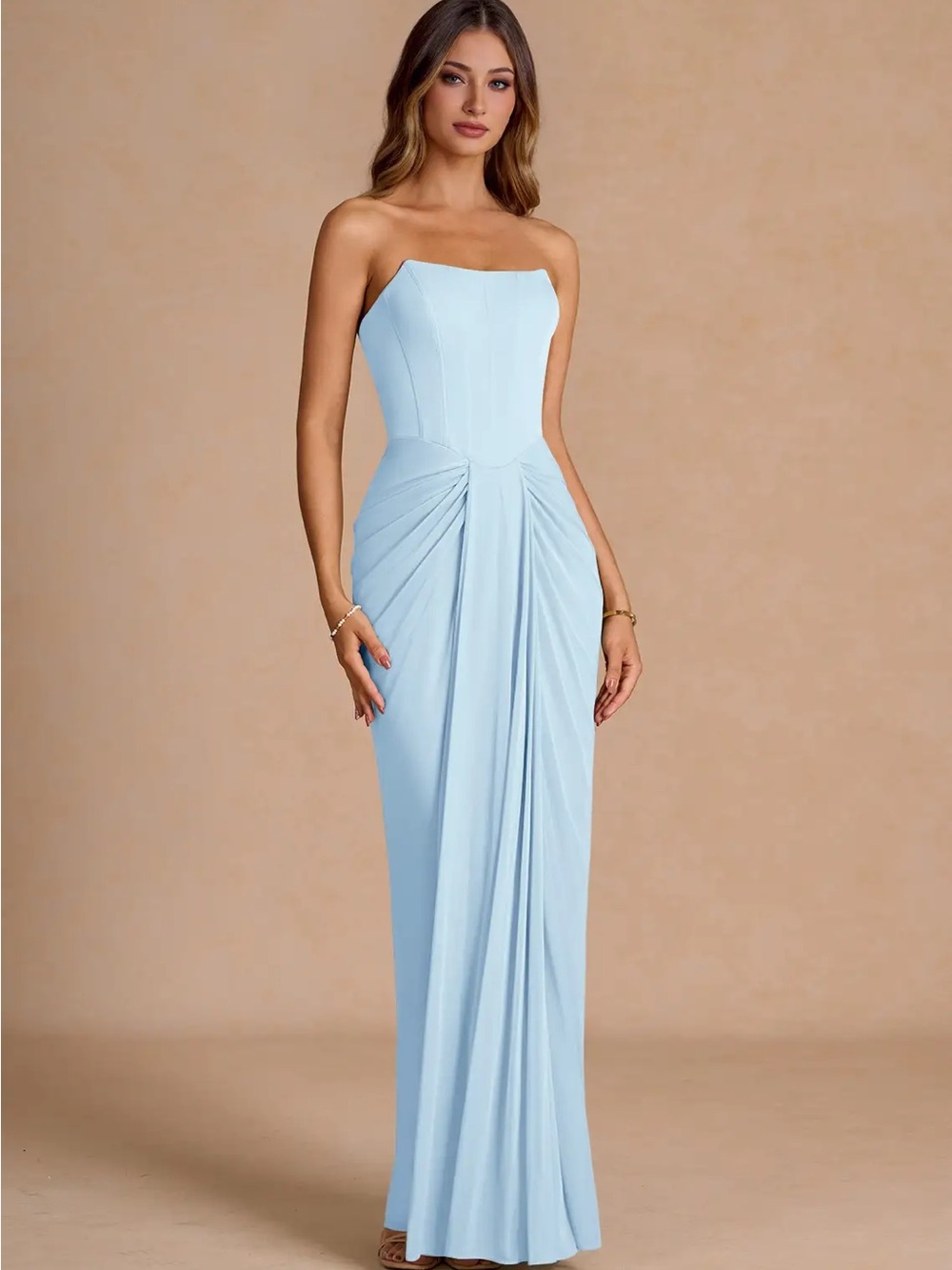 Azazie Anais Sky Blue Maxi Dress Stretch - Picture 5 of 5